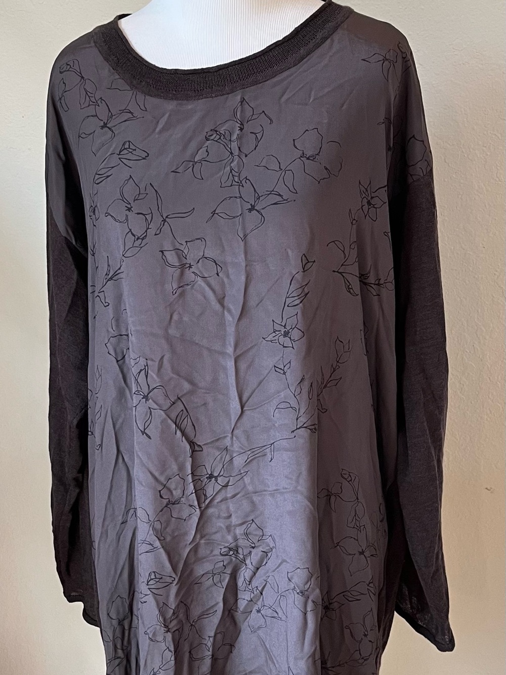 NWT Poetry Merino Wool Silk Dress Lagenlook Floral Light Weight Size 16 Purple